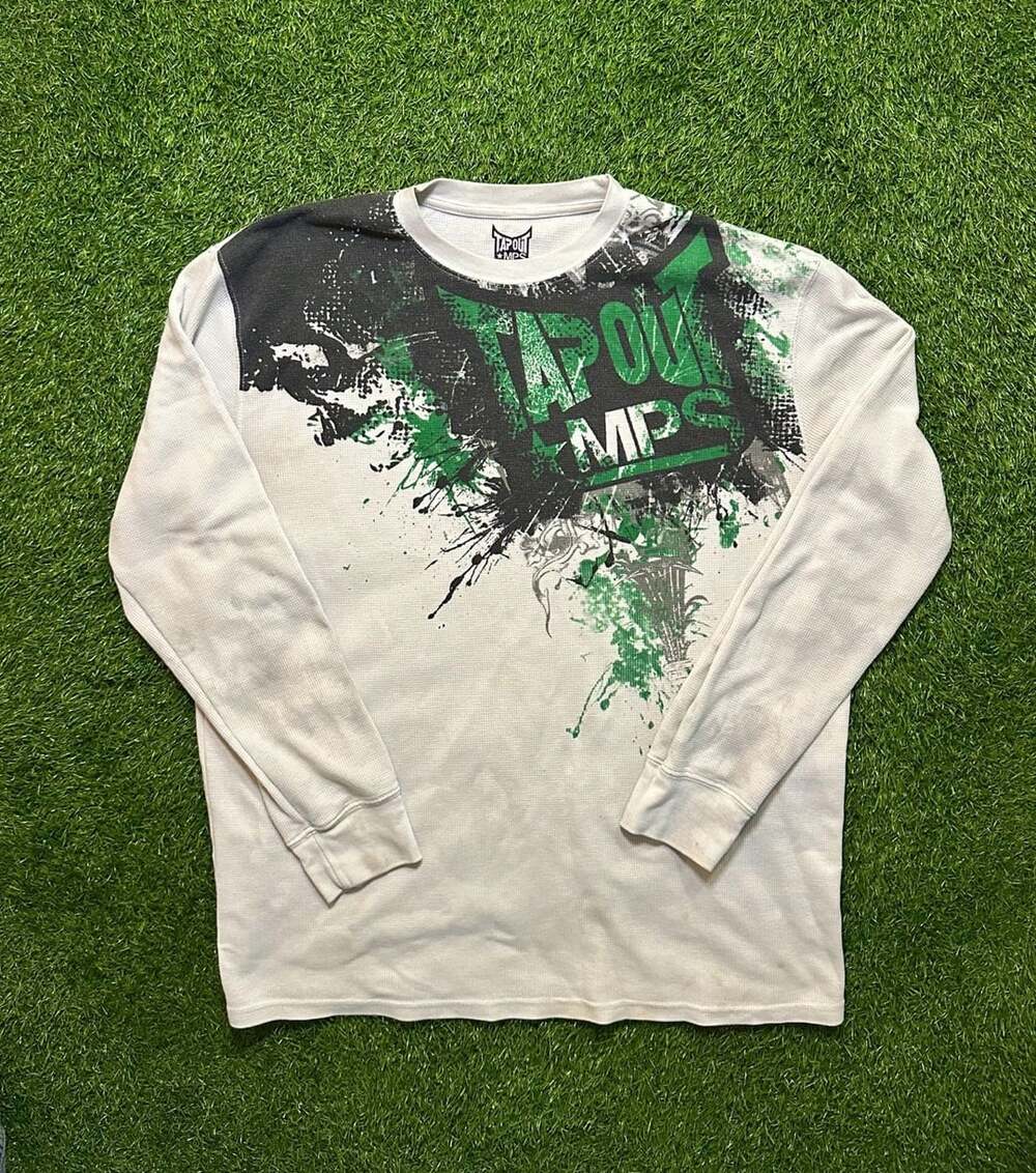 Tapout MPS Vintage Y2K Green Black Graphic Thermal Long Sleeve Shirt XXL